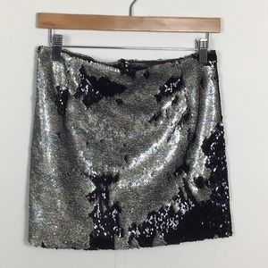 NWT! Free People camo/black sequin mini skirt